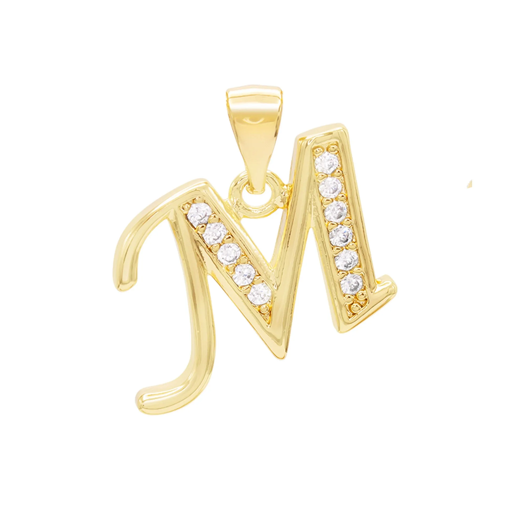 A-Z Letter CZ Pendant 14K Gold Filled Curb Anklet Set 10" Women Jewelry