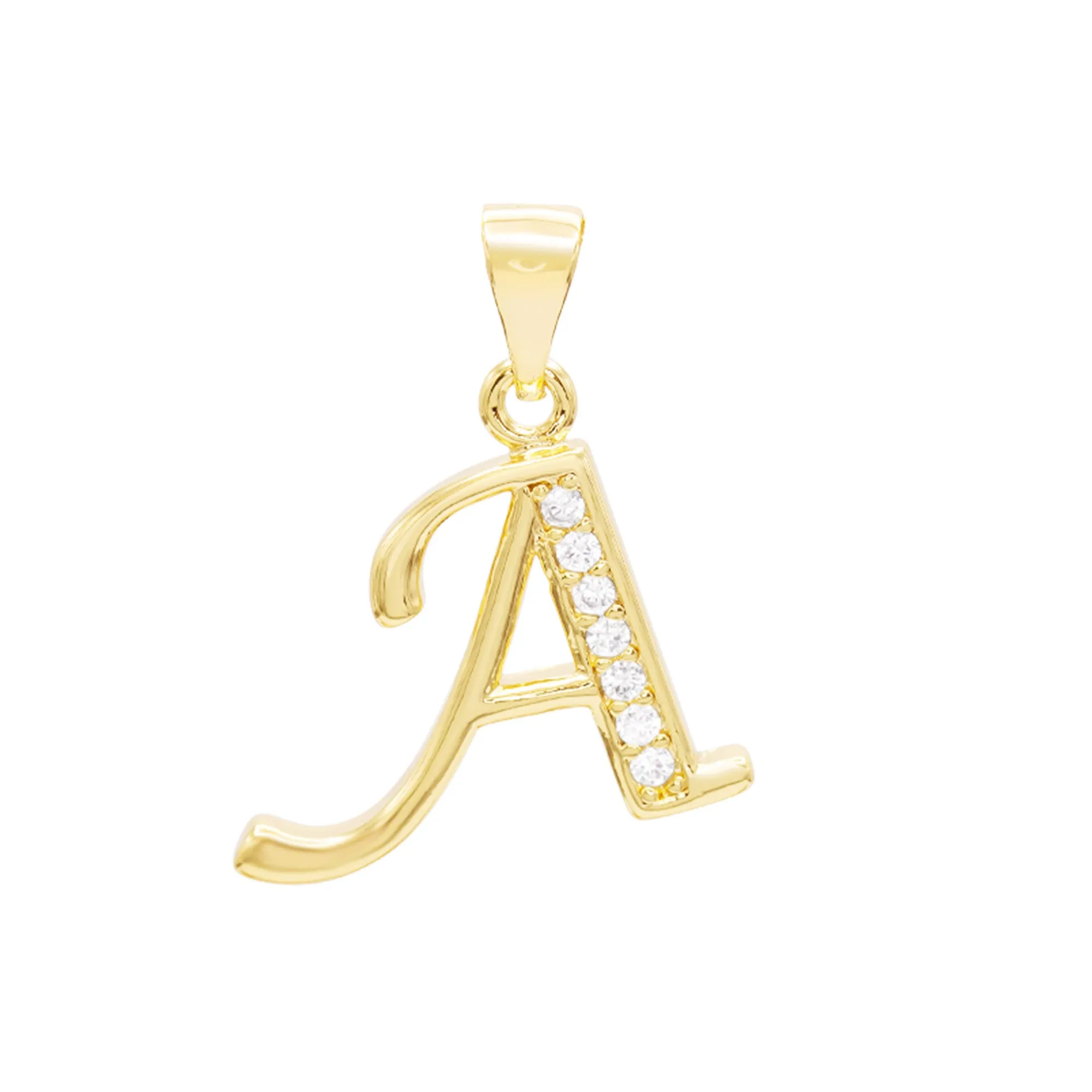 A-Z Letter CZ Pendant 14K Gold Filled Curb Anklet Set 10" Women Jewelry