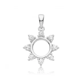 Acotis Silver Pendant Rhodium Plated Zirconia Circle G61121
