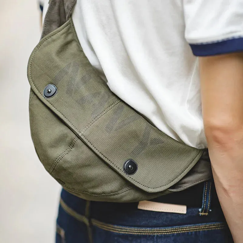 Aidase Retro Deck Men's Bags Canvas Messenger Crossbody Chest Waist Bag Green Hats Travel Shoulder Belt Bag