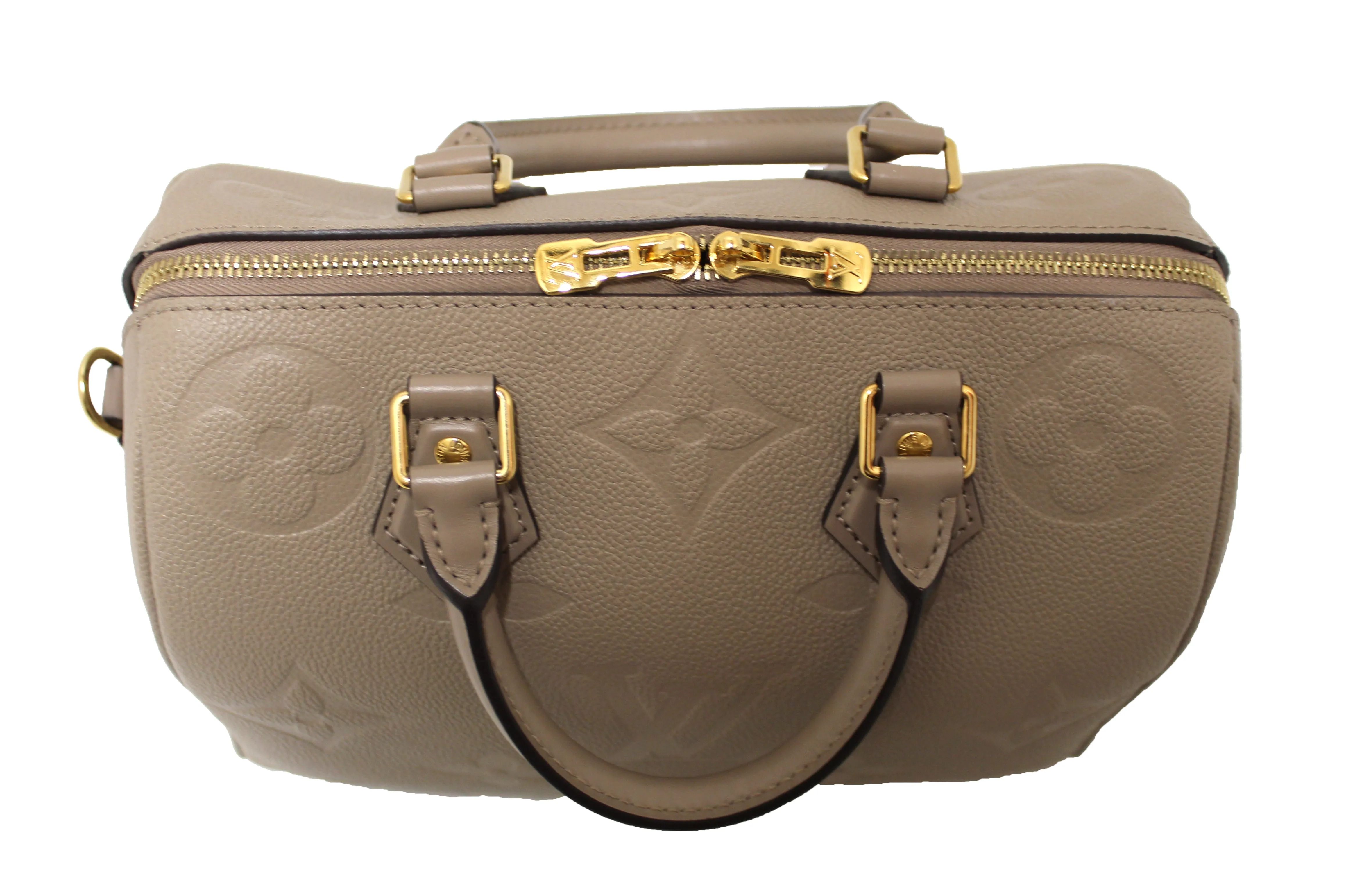 Authentic Louis Vuitton Turtledove Empreinte Leather Speedy 25 Bandouliere Crossbody Bag