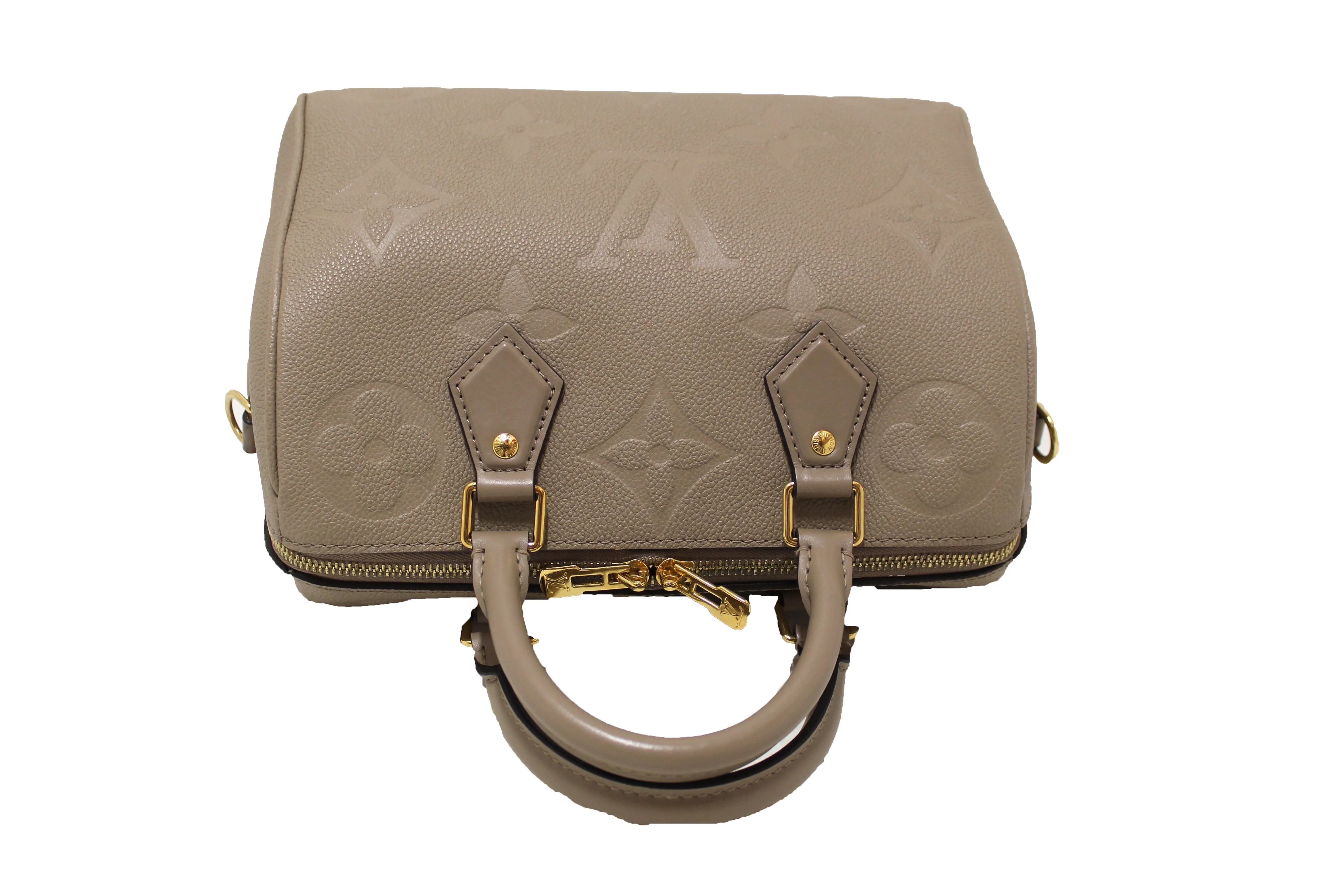 Authentic Louis Vuitton Turtledove Empreinte Leather Speedy 25 Bandouliere Crossbody Bag