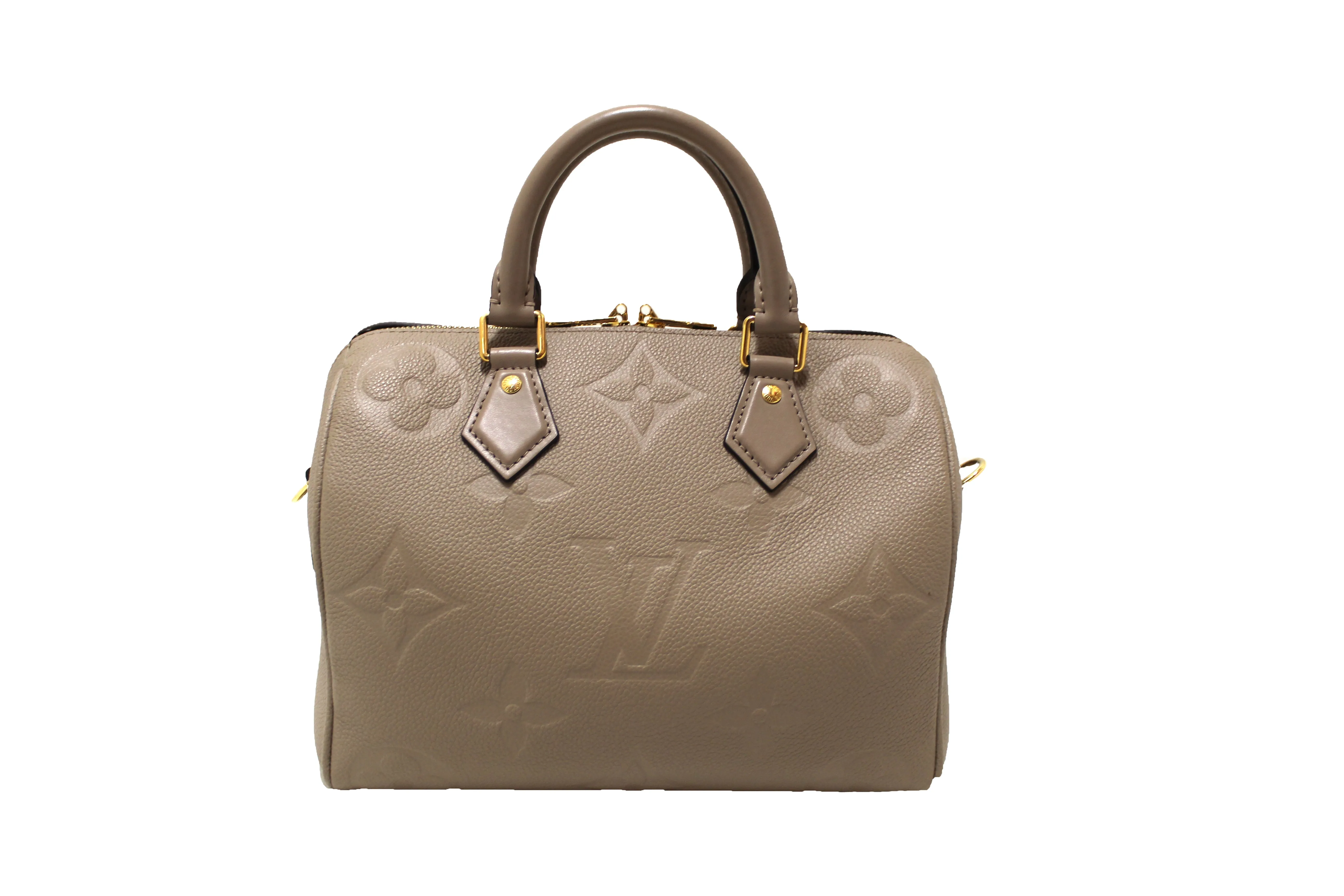 Authentic Louis Vuitton Turtledove Empreinte Leather Speedy 25 Bandouliere Crossbody Bag