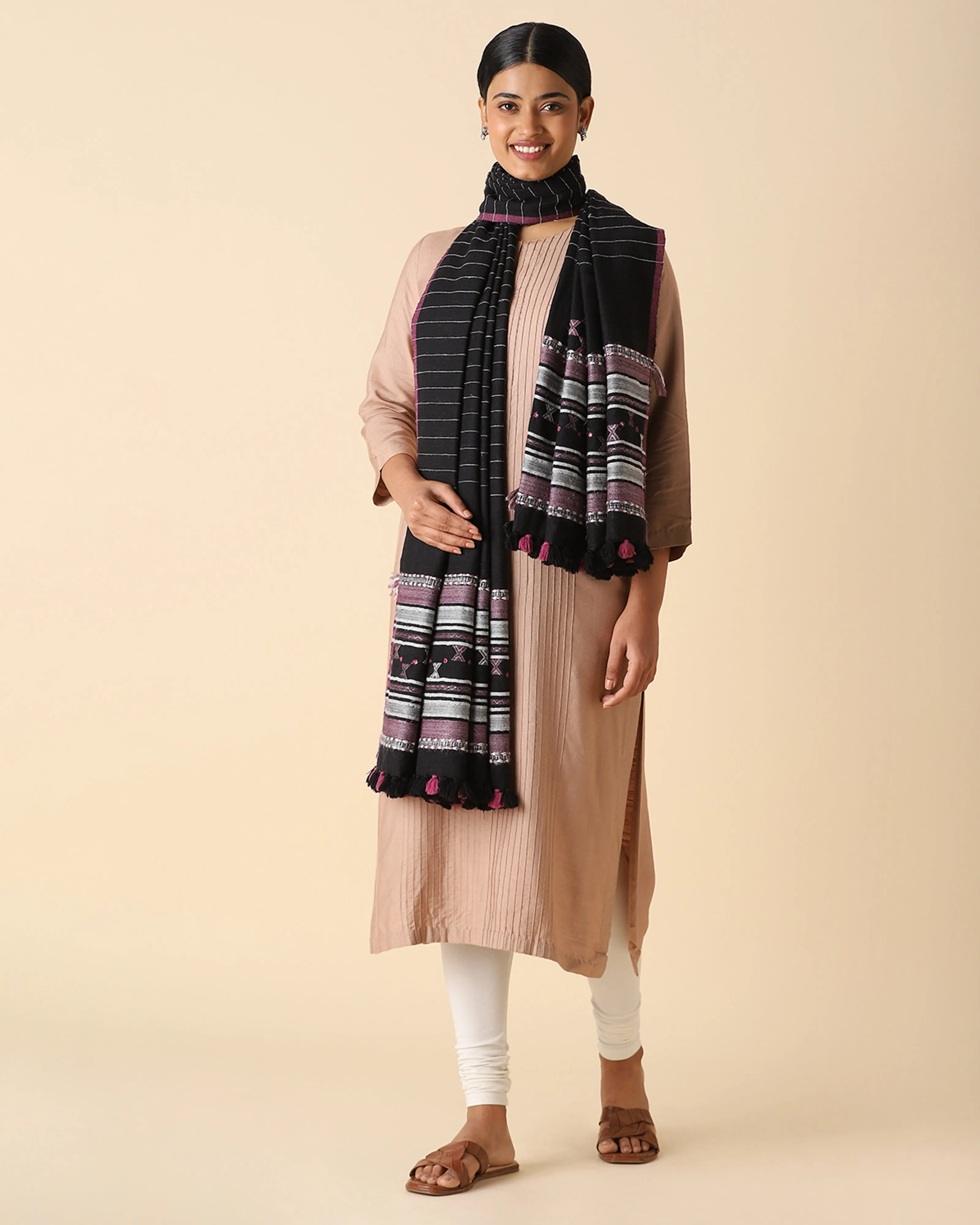 Azra Extra Weft Wool Silk Shawl