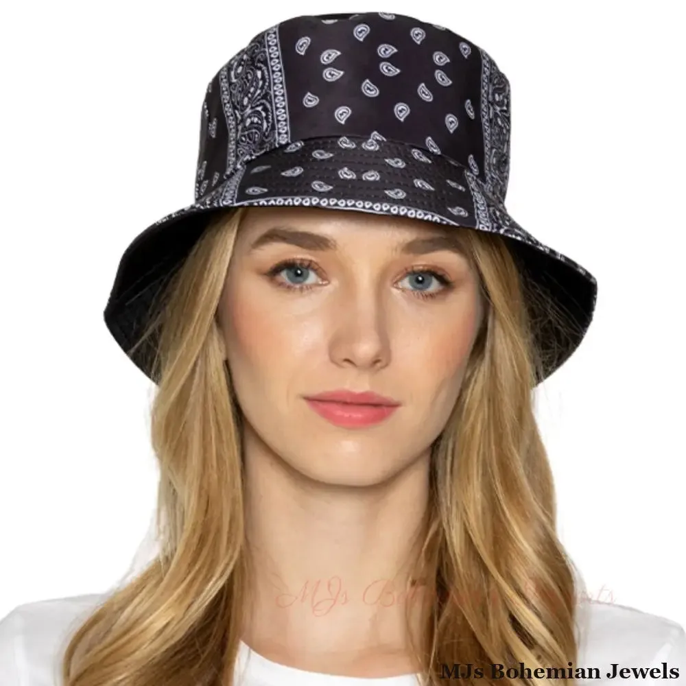 Black Bandana Reversible Bucket Hat