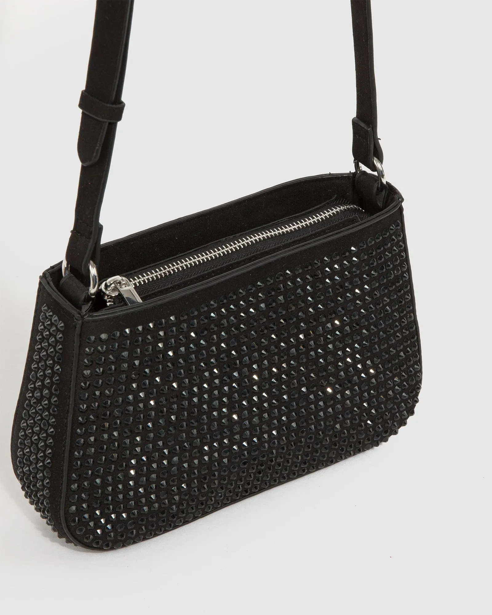 Black Camila Crystal Shoulder Bag