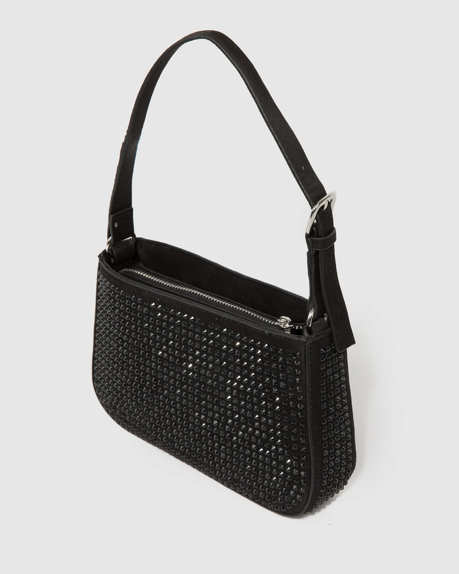 Black Camila Crystal Shoulder Bag