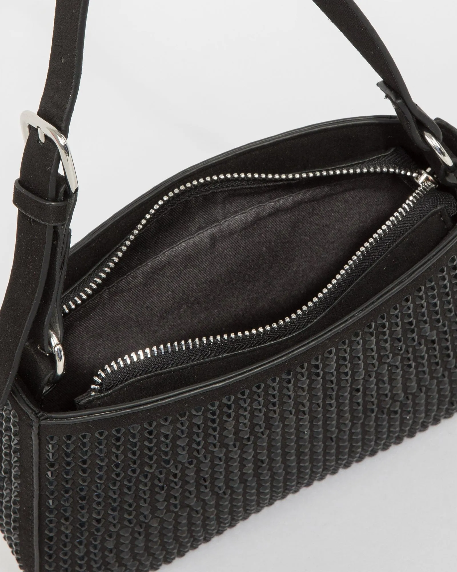 Black Camila Crystal Shoulder Bag