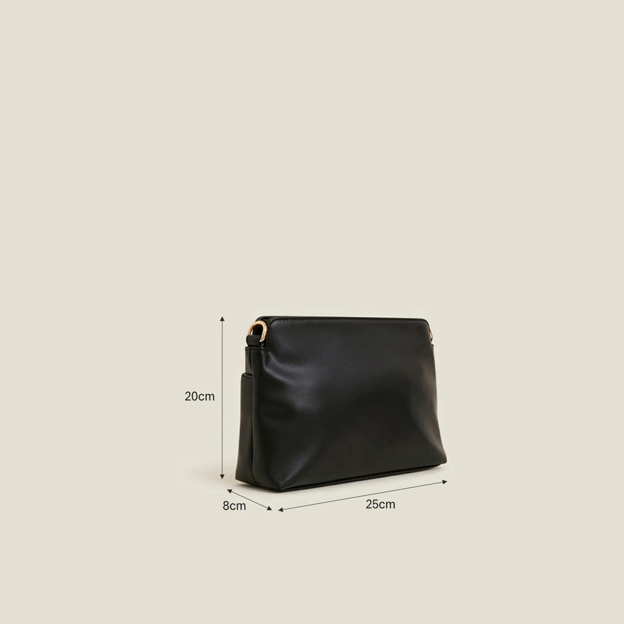 Black Faux Leather Small Front Pocket Sling Bag