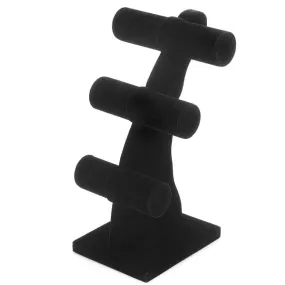 Bracelet 3 Tier T-Bar Jewelry Display Black Velvet