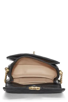 Chanel,  Black Calfskin Moon Flap Messenger Mini, Black