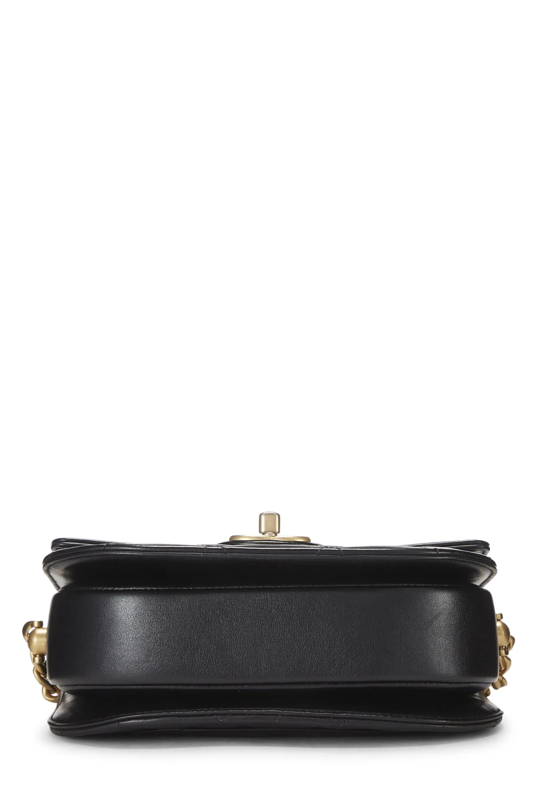 Chanel,  Black Calfskin Moon Flap Messenger Mini, Black