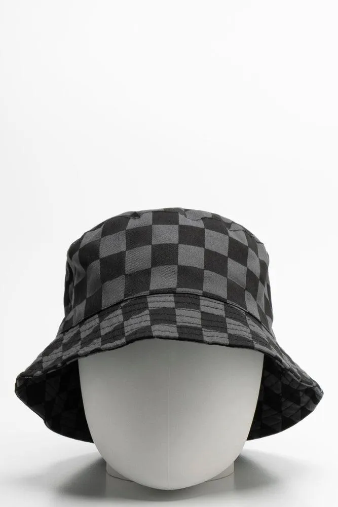 Check Bucket Hat Black & Dark Grey
