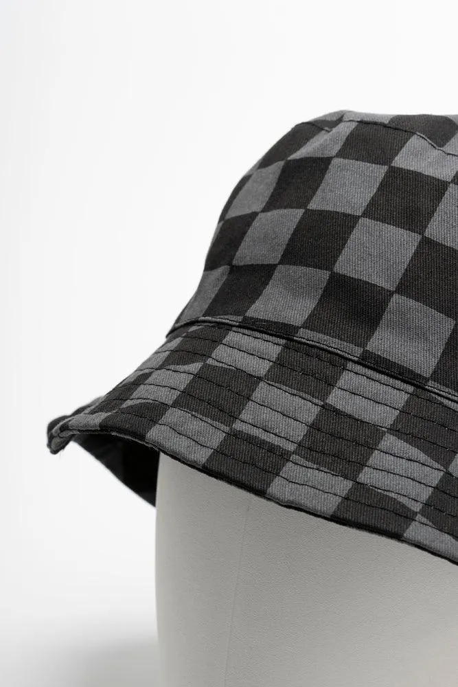 Check Bucket Hat Black & Dark Grey