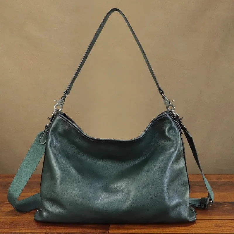 Classic Womens Soft Leather Slouch Bag Leather Tote Bag With Zipper
