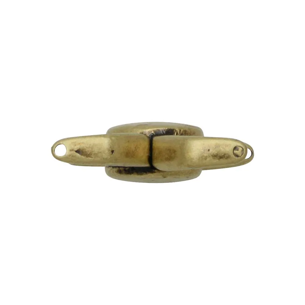 Cymbal Magnetic Clasps for 11/0 Delica Beads, Kissamos, Round 17x17.5mm, Antiqued Brass Plated (1 Set)