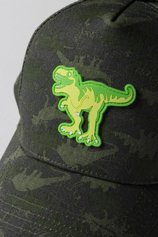 Dino Camo Peak Cap Green