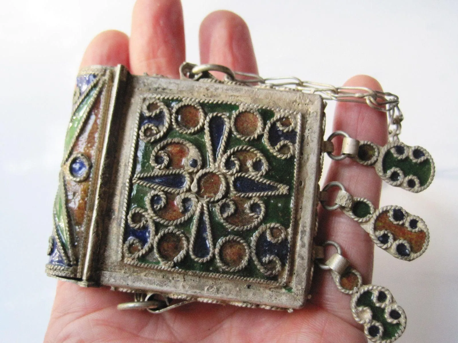 Enamel and Metal Koran Amulet Case Box