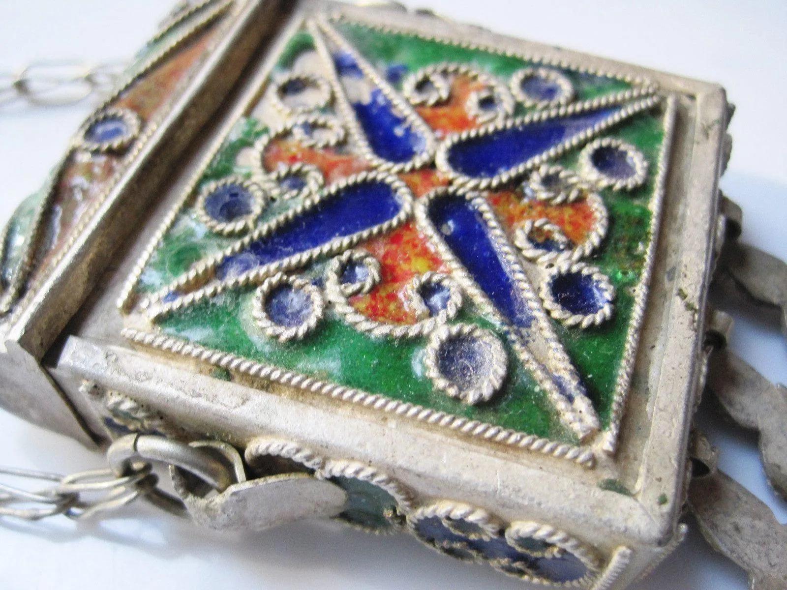 Enamel and Metal Koran Amulet Case Box
