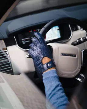 EXOTIC DRIVE - Leather Driving Gloves - Blue