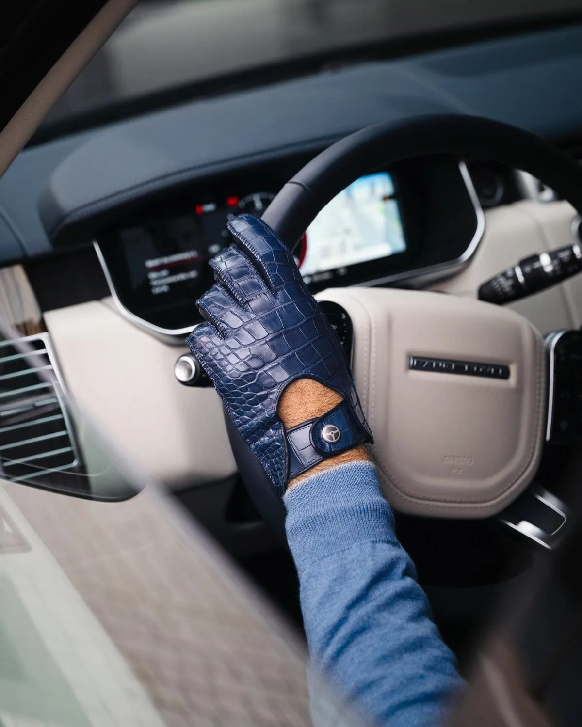EXOTIC DRIVE - Leather Driving Gloves - Blue