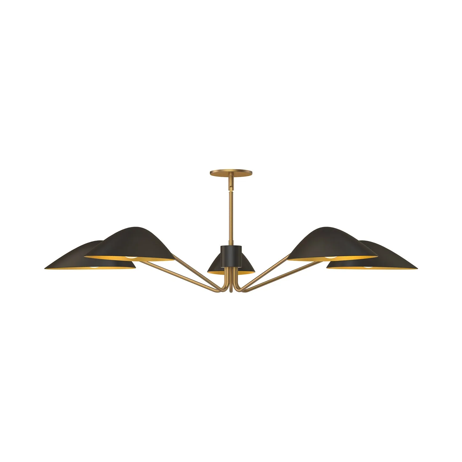 Five Light Pendant from the Oscar Collection in Matte Black/Aged Gold Finish by Alora
