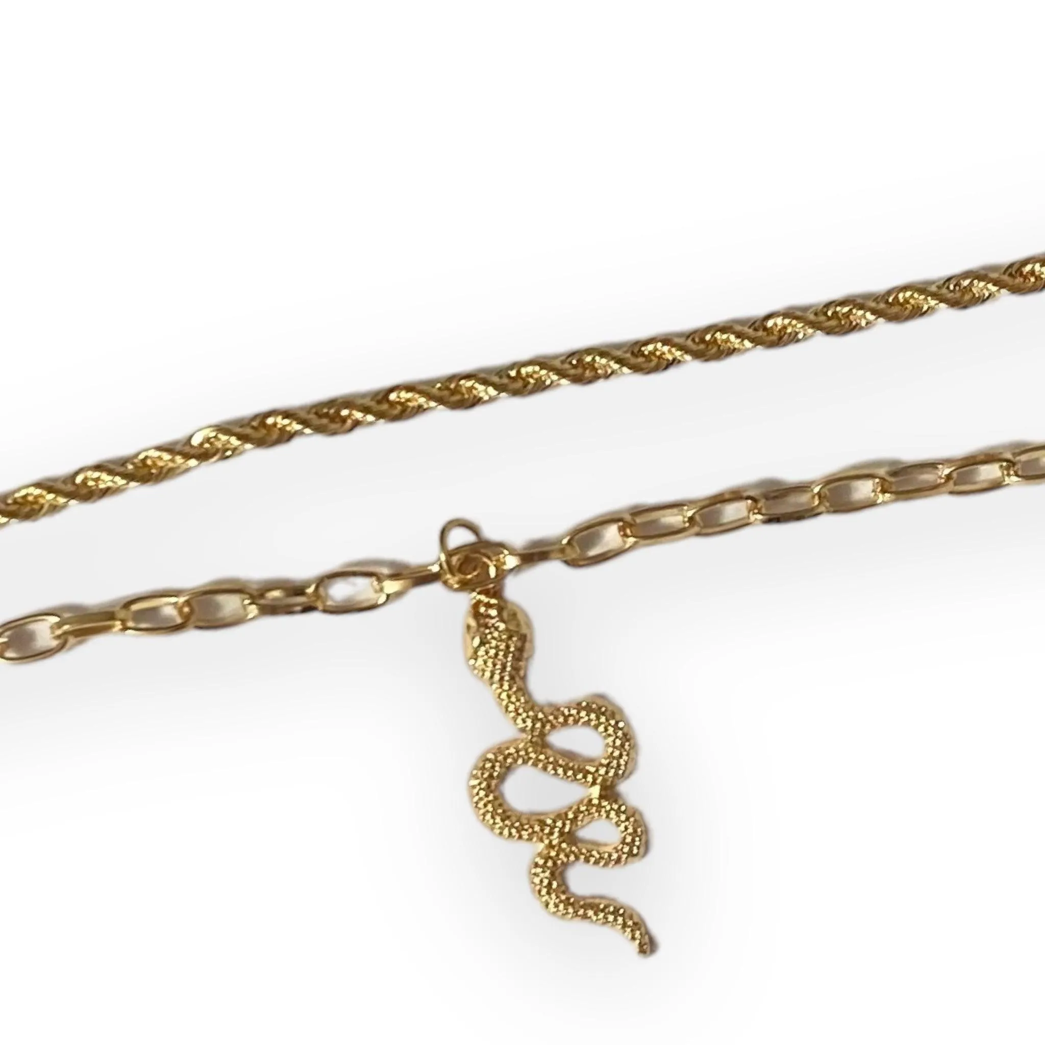 Golden Charming Serpent Anklet Bracelets Set