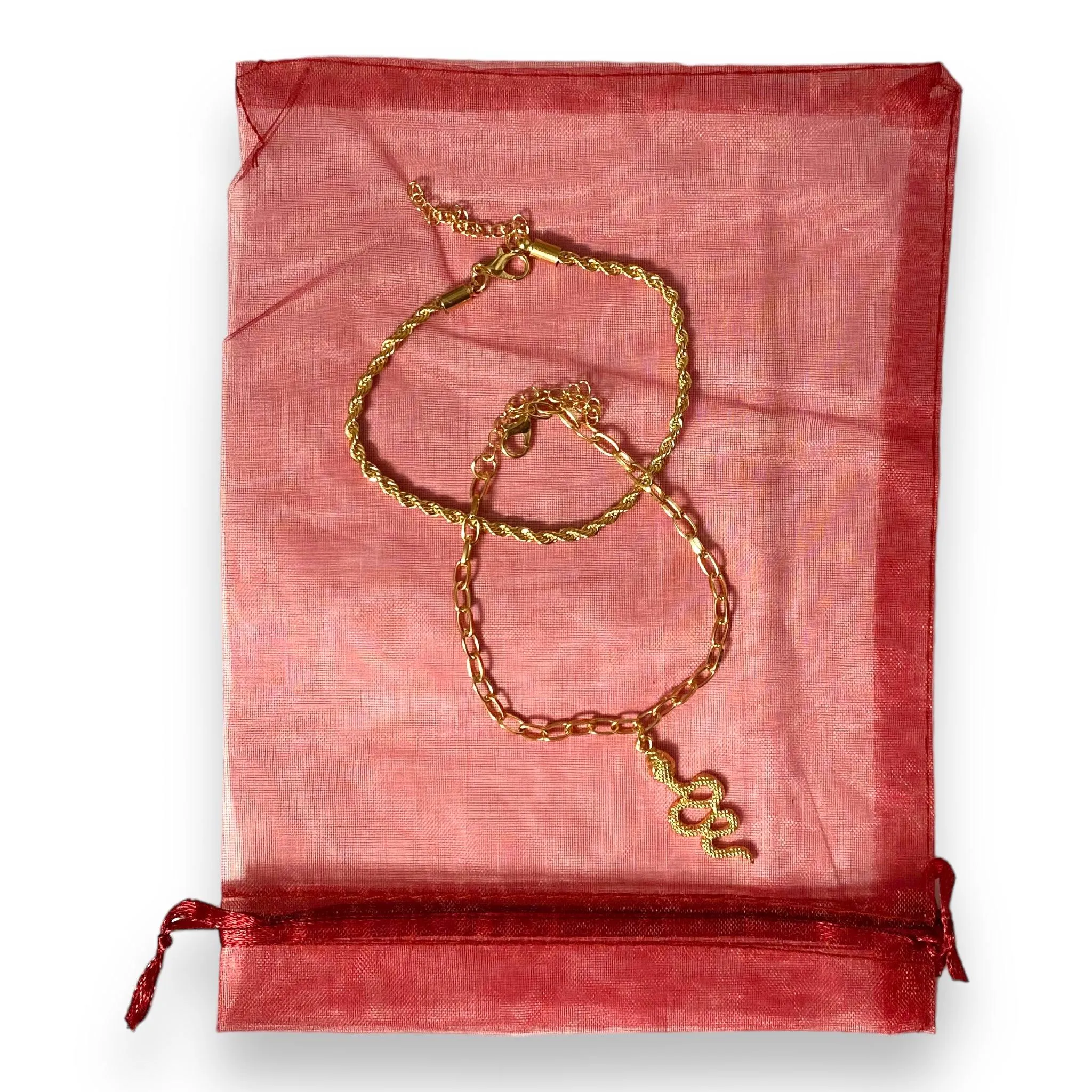 Golden Charming Serpent Anklet Bracelets Set
