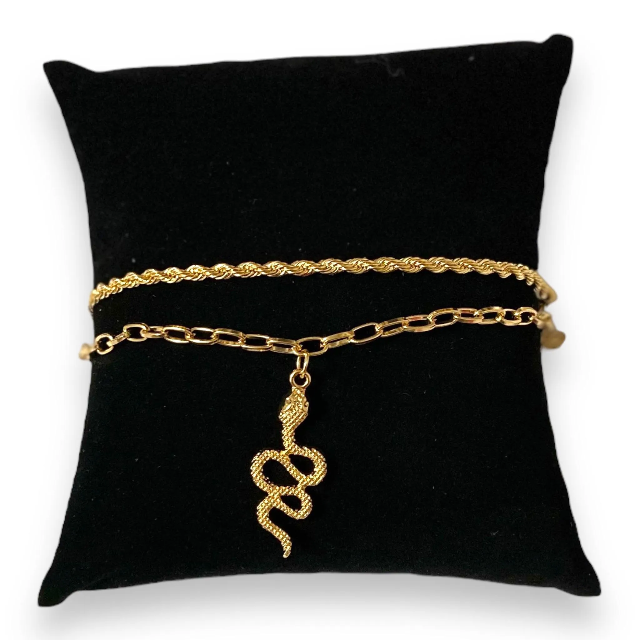 Golden Charming Serpent Anklet Bracelets Set