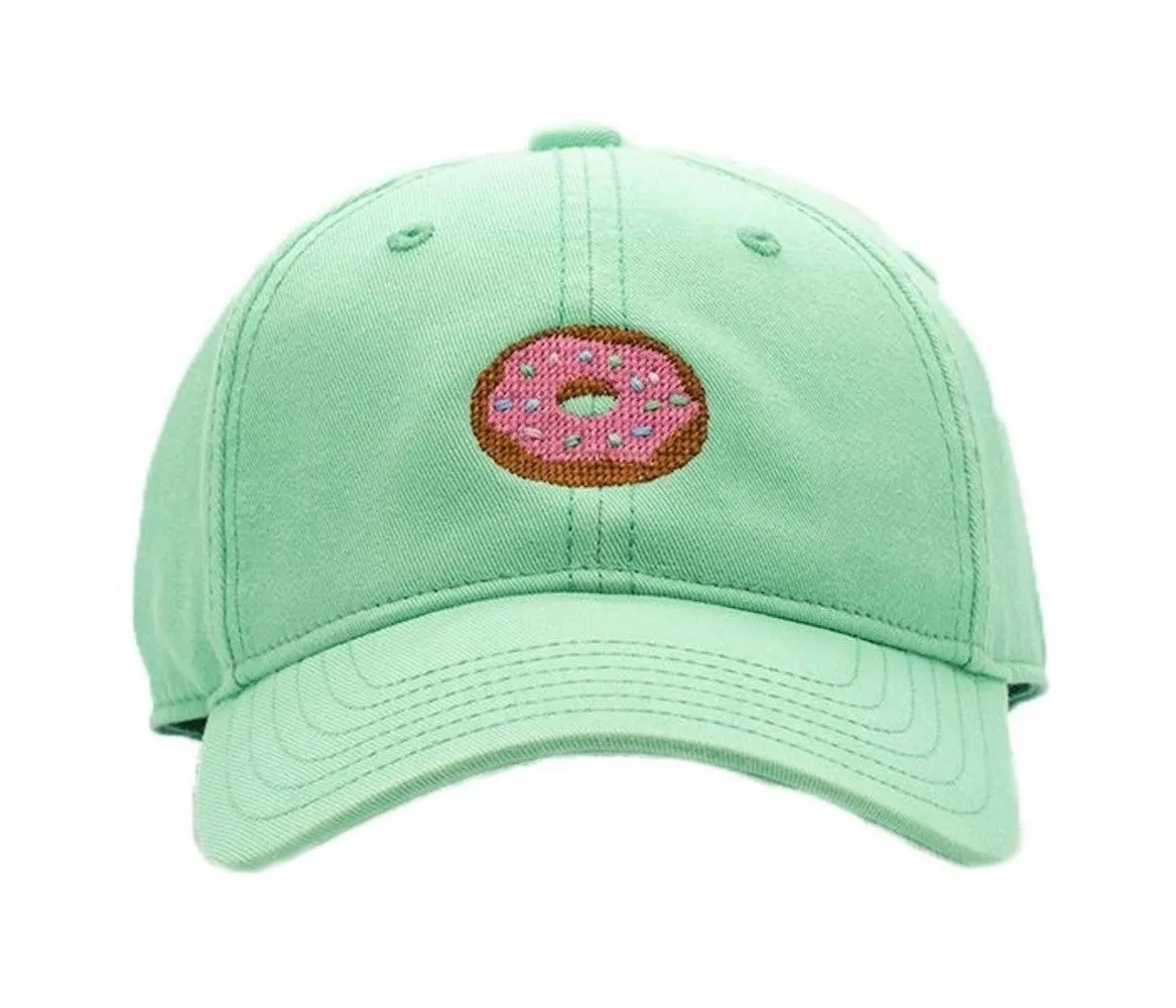 Harding Lane Kids Needlepoint Baseball Hat - Sprinkle Donut on Keys Green