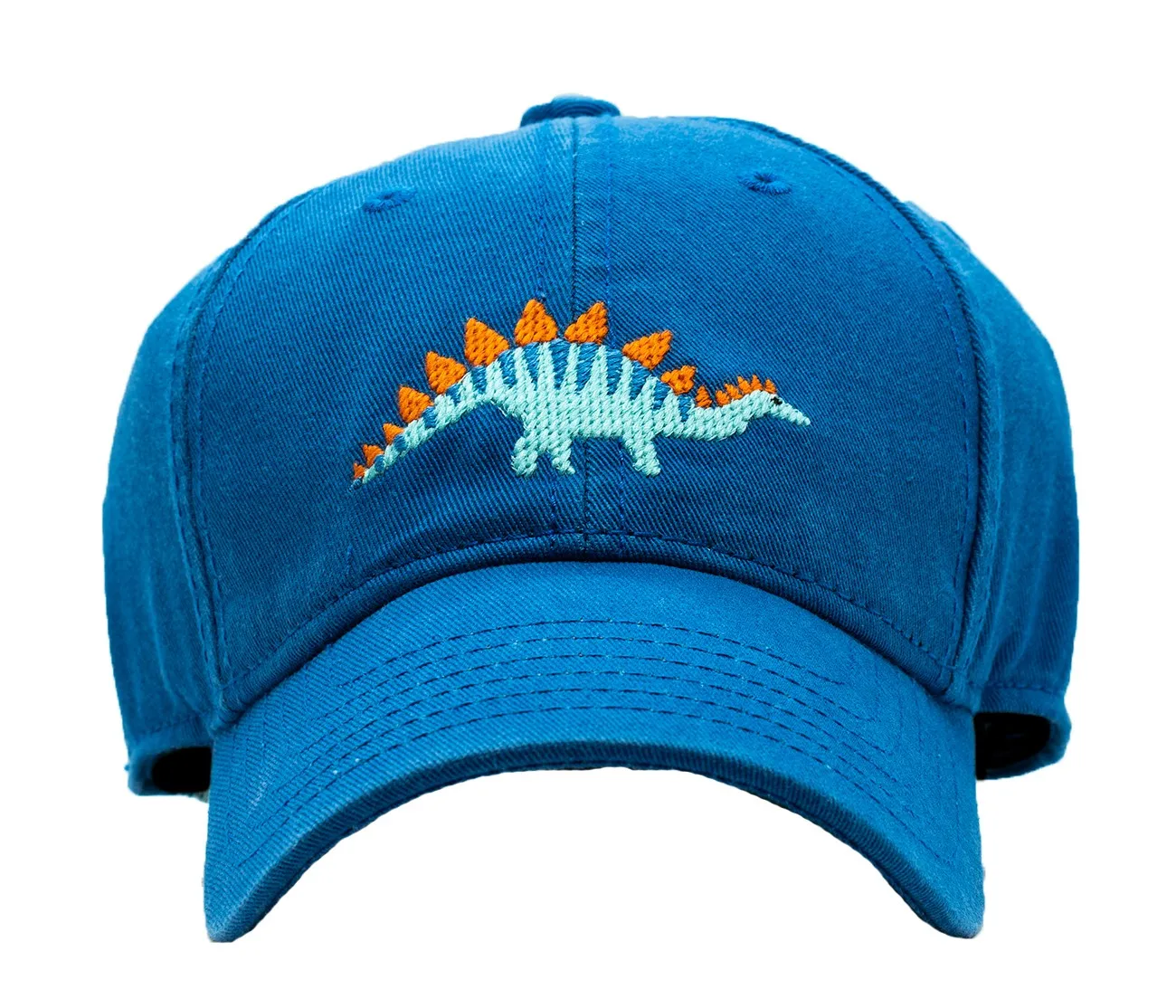Harding Lane Kids Needlepoint Baseball Hat - Stegosaurus on Cobalt Blue