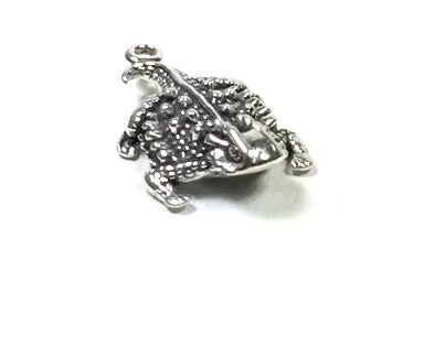 Horn Lizard, 2 pack, Sterling Charm,  24mm x 14mm, Horn Toad, old pawn element, southwest jewelry ornament