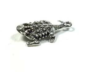 Horn Lizard, 2 pack, Sterling Charm,  24mm x 14mm, Horn Toad, old pawn element, southwest jewelry ornament