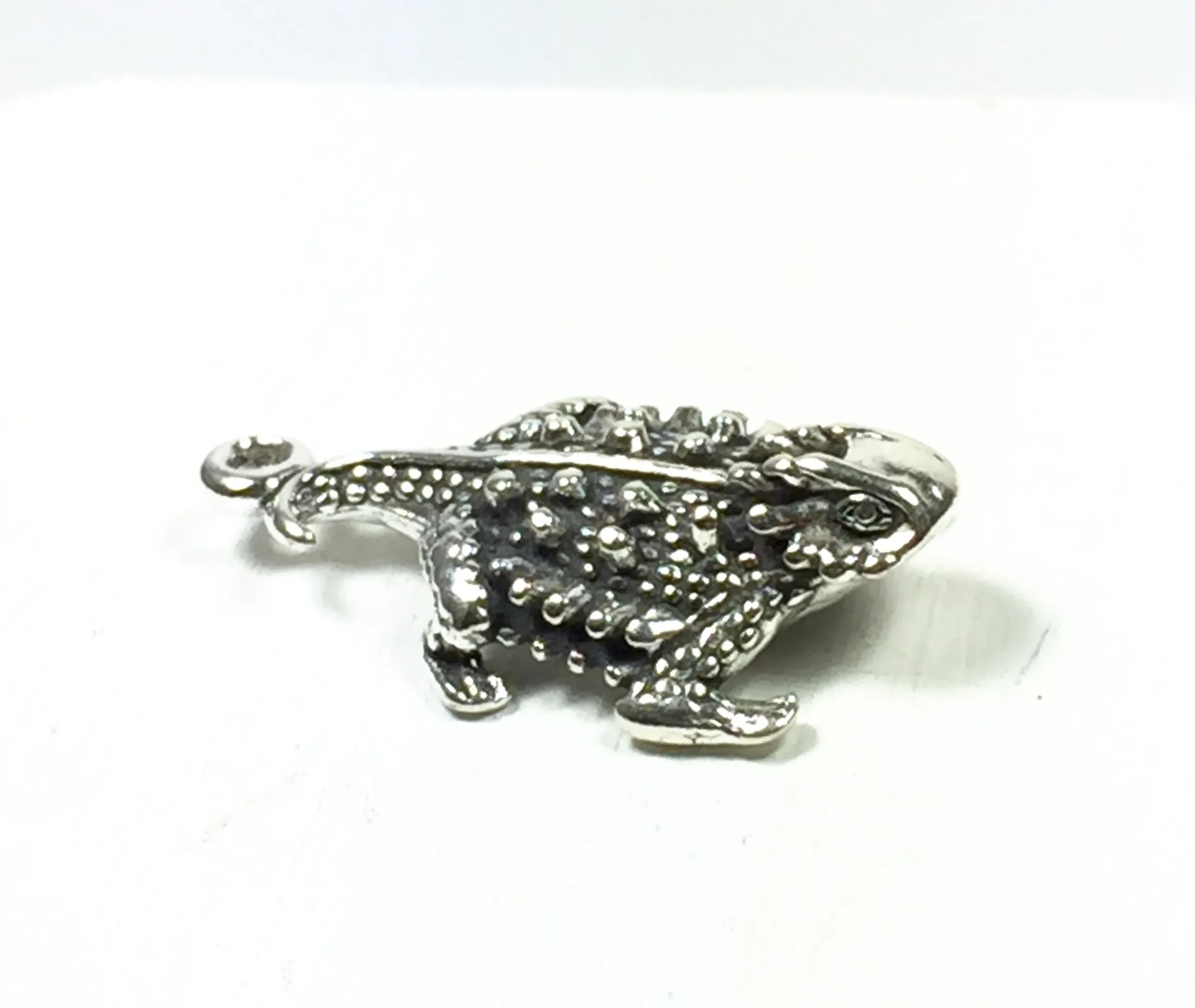Horn Lizard, 2 pack, Sterling Charm,  24mm x 14mm, Horn Toad, old pawn element, southwest jewelry ornament