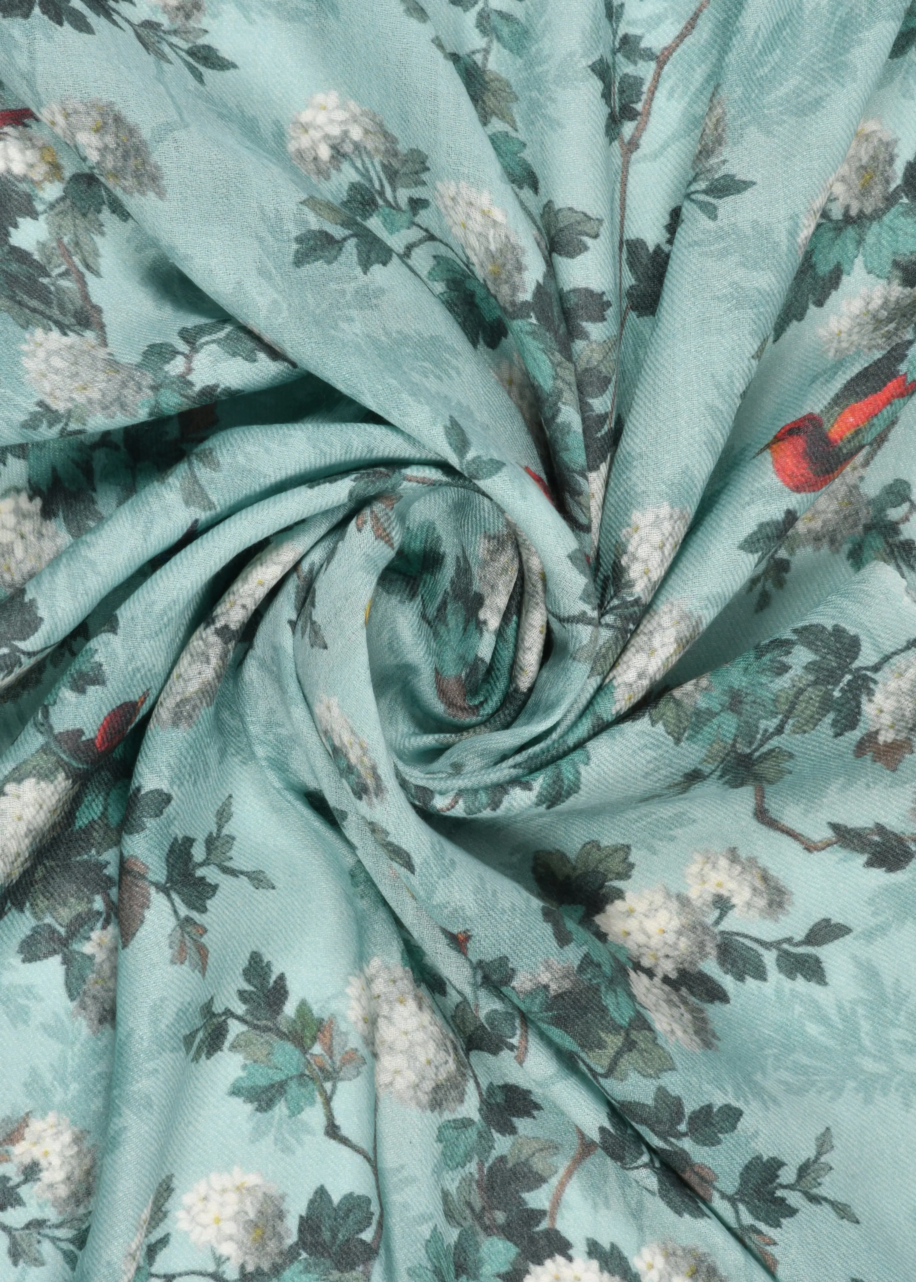 Kingfisher Dreams Print in Wool Silk