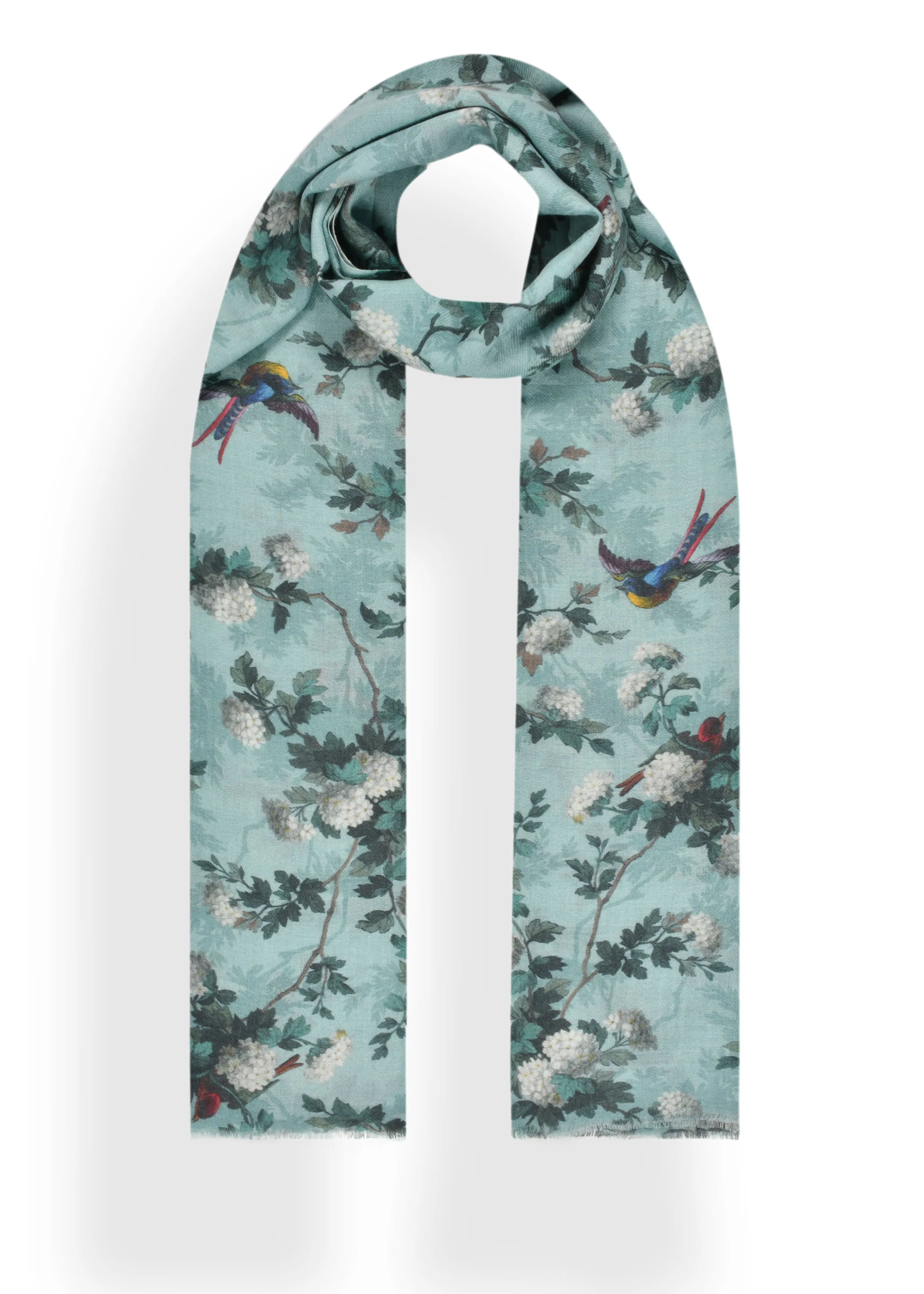 Kingfisher Dreams Print in Wool Silk