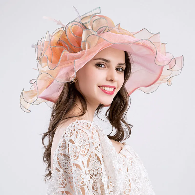 Ladies summer hat dinner party big flower yarn hat seaside sunscreen beach sun hat sun hat