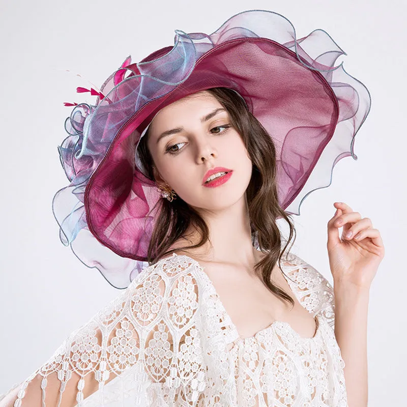 Ladies summer hat dinner party big flower yarn hat seaside sunscreen beach sun hat sun hat
