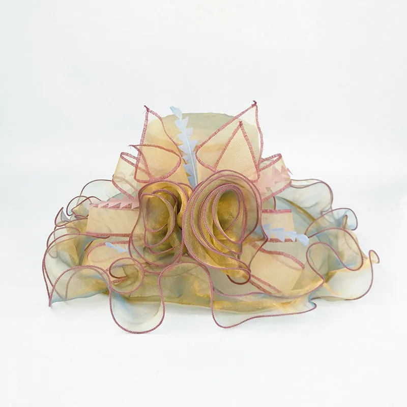 Ladies summer hat dinner party big flower yarn hat seaside sunscreen beach sun hat sun hat