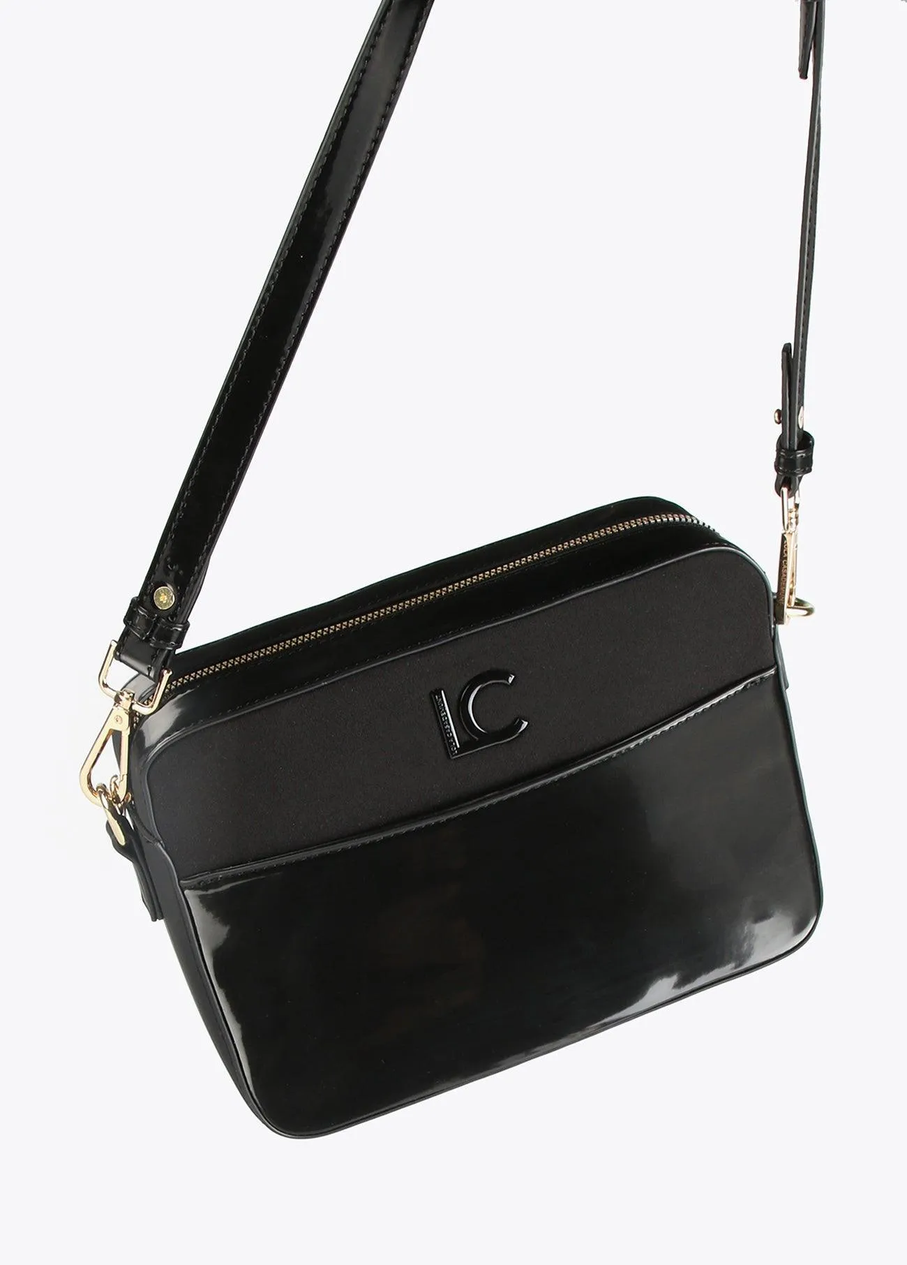 Laminated effect crossbody bag