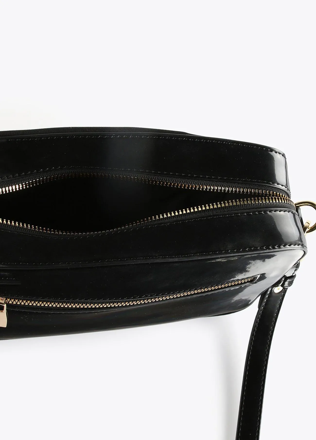 Laminated effect crossbody bag