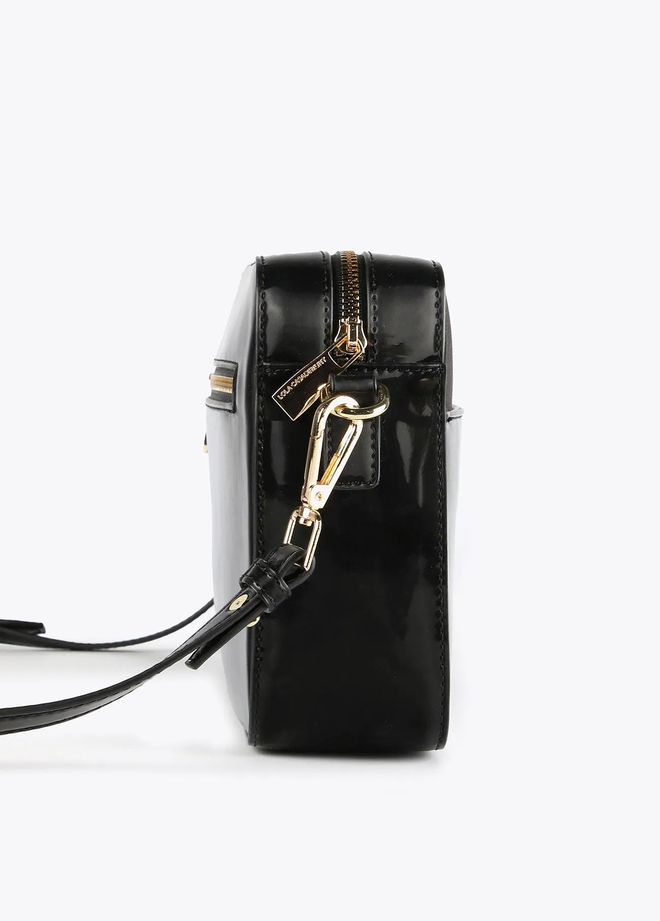 Laminated effect crossbody bag