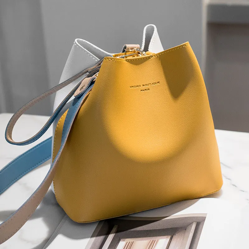 longmiao Designer Bucket Handbag Hit Color Purses and Handbags Hasp Composite Shoulder Bags for Women Small Messenger Bag