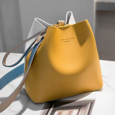 longmiao Designer Bucket Handbag Hit Color Purses and Handbags Hasp Composite Shoulder Bags for Women Small Messenger Bag