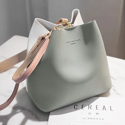 longmiao Designer Bucket Handbag Hit Color Purses and Handbags Hasp Composite Shoulder Bags for Women Small Messenger Bag