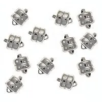 Magnetic Clasps, Round 6x8mm, Silver Plated (12 Sets)