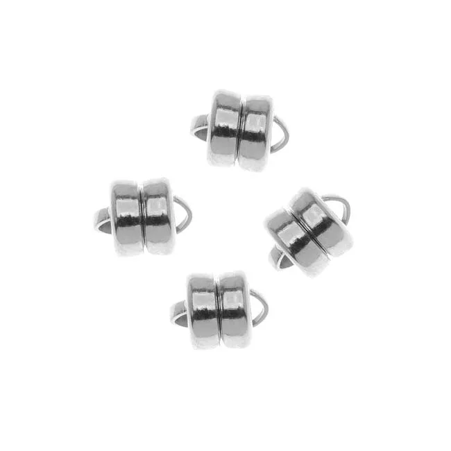 Magnetic Clasps, Round 6x8mm Silver Plated (3 Sets)
