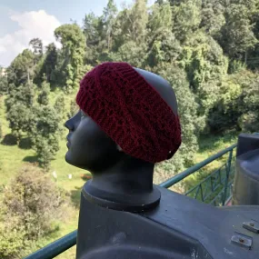 Maroon Hand Knit Woollen Head Bands | Unisex Wear | Perfect For Winter