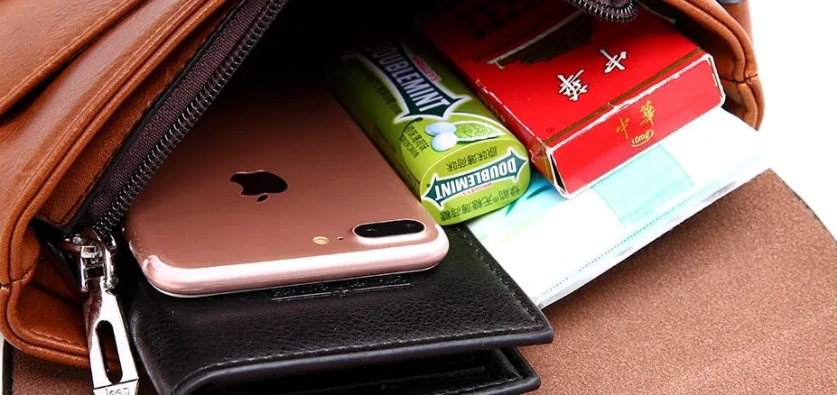 Men's Leather Shoulder Bag For iPad