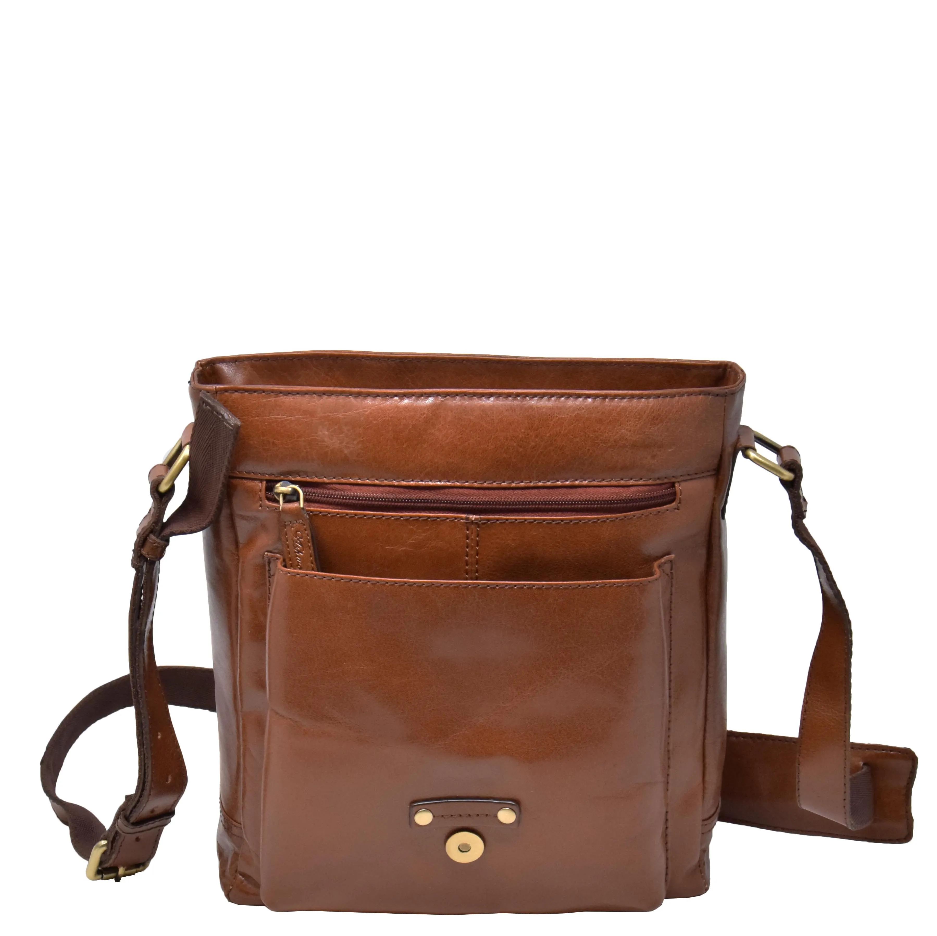 Mens Real Leather Cross body Messenger Bag A224 Chestnut